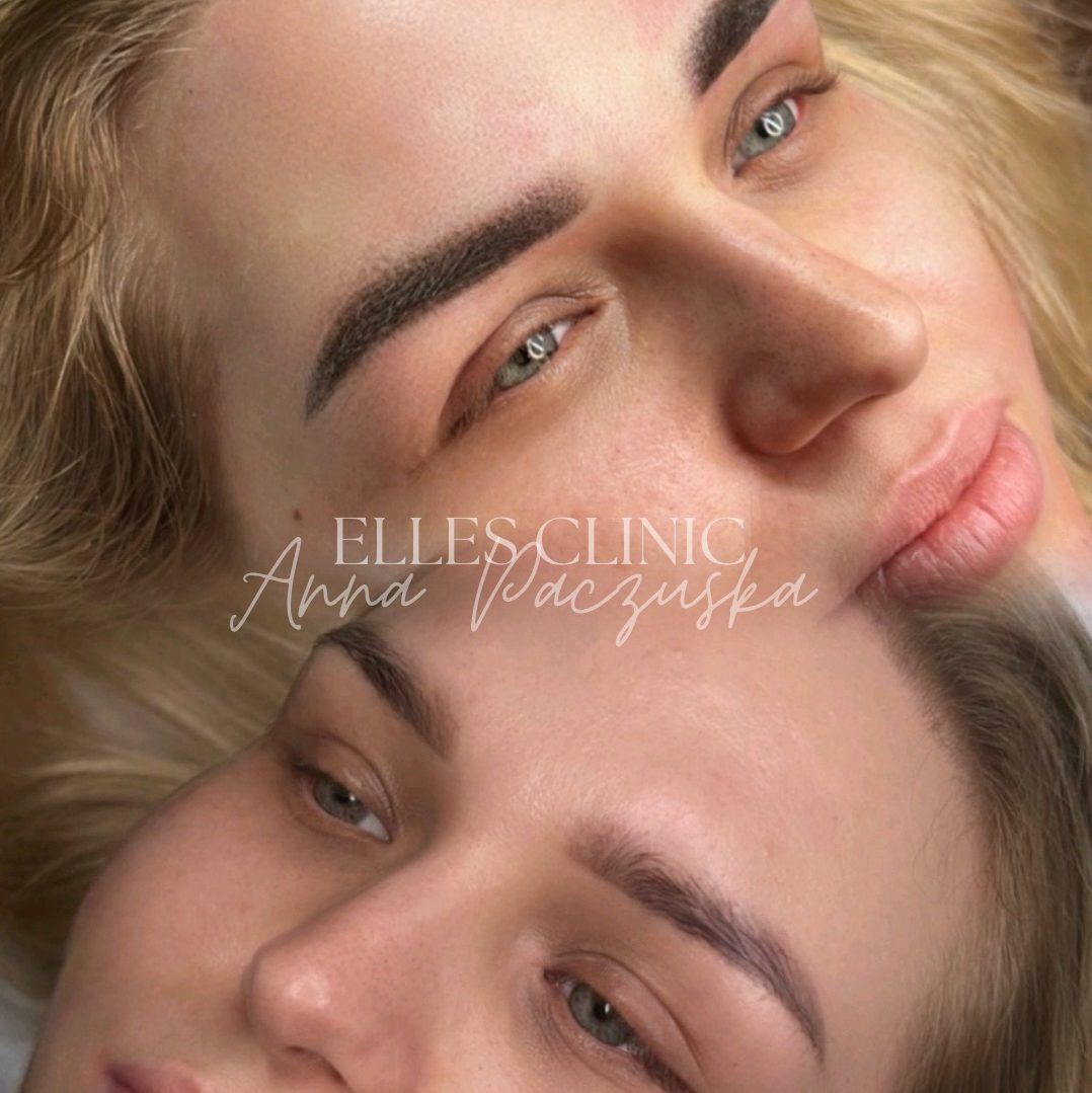 Makijaż permanentny brwi dopasowany do kształtu twarzy i koloru włosów.